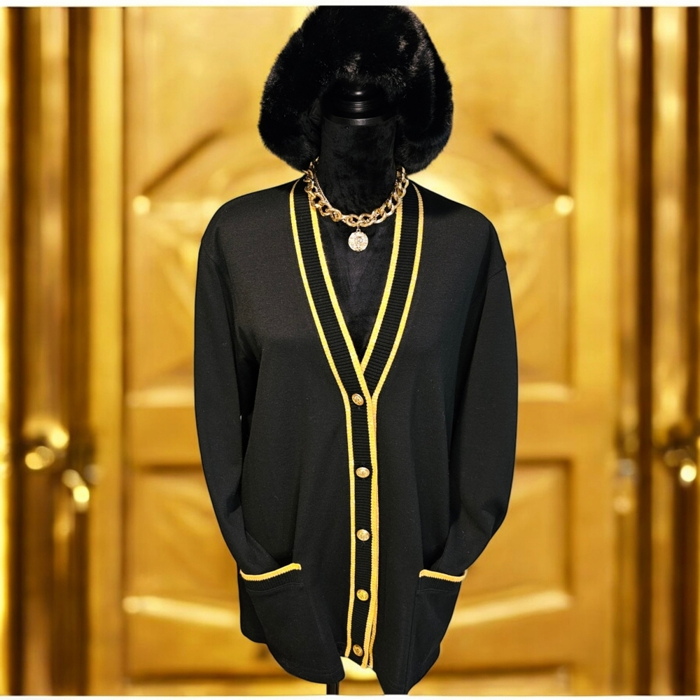 Black and Gold Varsity Sweater Sz M